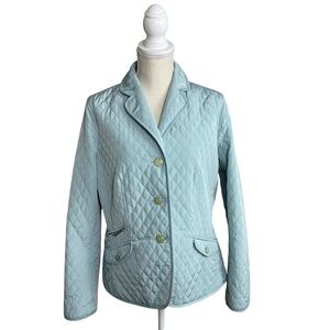 Talbots Quilted Lightweight Jacket Light Blue Women’s Size 14 Petite EUC